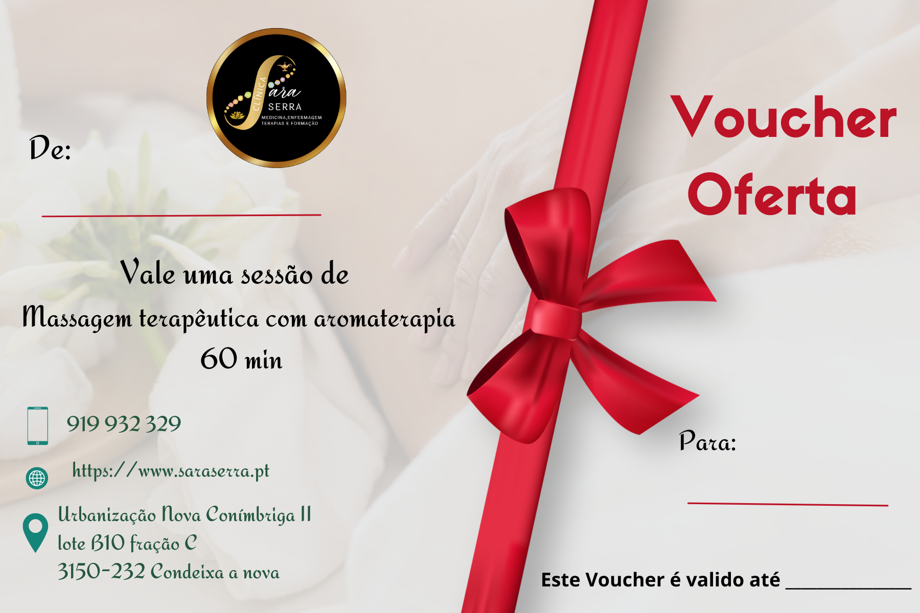 massagem com aromaterapia Voucher Oferta Massagem Terapêutica com Aromaterapia - Image 1